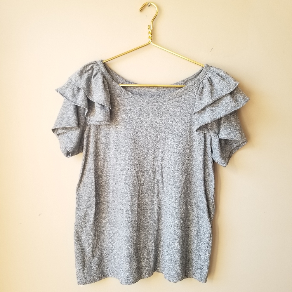 Current Elliott | The Double Ruffle Tee Medium - Picture 2 of 6